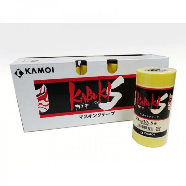 日本 KABUKIS 淺黃色油漆分線膠紙 18MM x 18M   (7卷/筒)