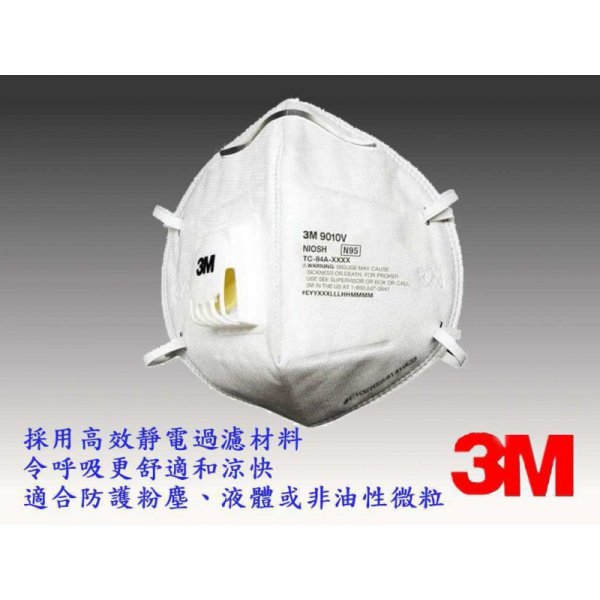 3M N95 摺疊式活門口罩 (20個/盒) 9010V  
