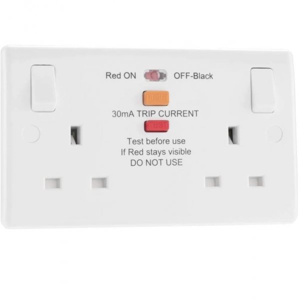 BG 白色圓角2位防漏電獨立開關RCD插座 822RCD 水氣掣 BG 白色圓角2位防漏電獨立開關RCD插座 822RCD 水氣掣