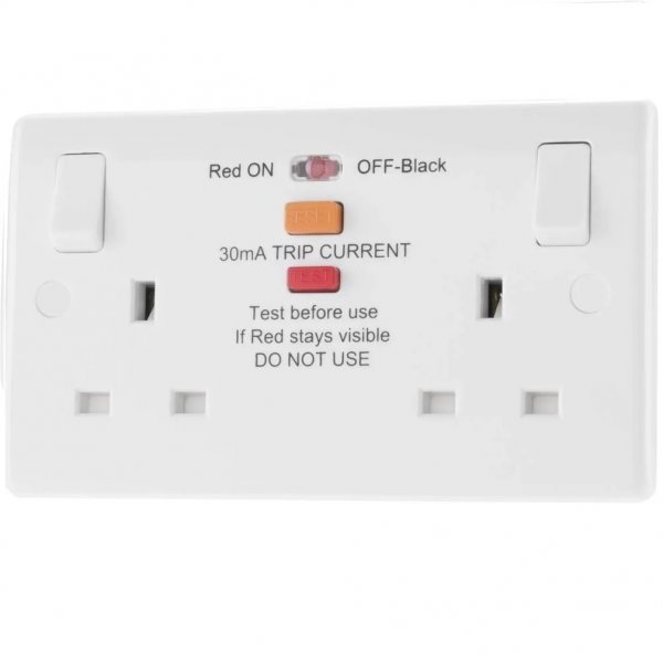 BG 白色圓角2位防漏電獨立開關RCD插座 822RCD 水氣掣 BG 白色圓角2位防漏電獨立開關RCD插座 822RCD 水氣掣