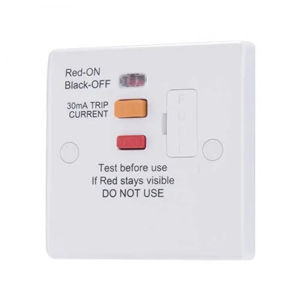 BG 白色圓角13A帶保險絲RCD漏電斷路器 (855RCD)
