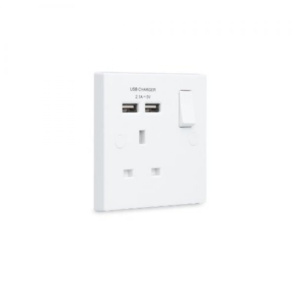BG 白色方角 2USB 2.1A單位牆壁插座 (921U2) BG 白色方角 2USB 2.1A單位牆壁插座 (921U2)