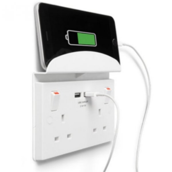 BG 白色方角2USB 3.1A雙位牆壁插座帶托 (922U3S)