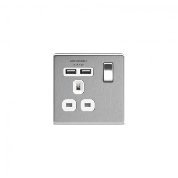 BG 平鋼拉絲2USB 2.1A單位插座 (FBS21U2W)