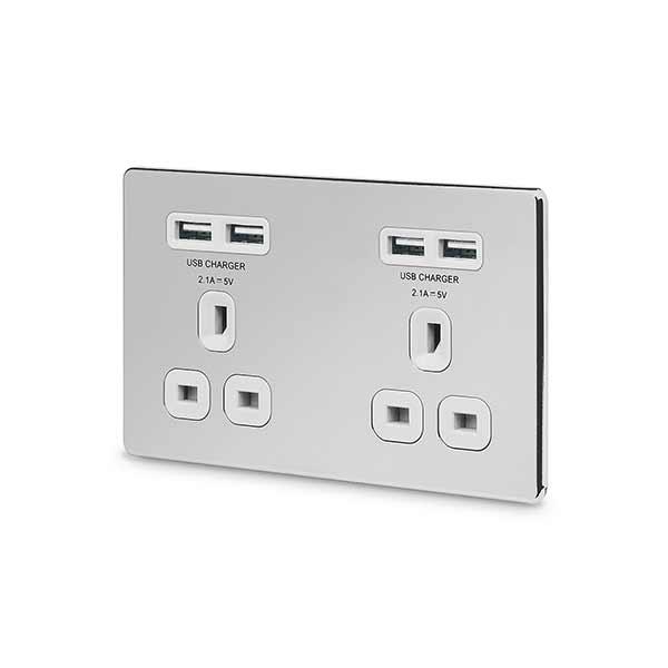 BG 平鋼光鉻4USB 4.2A雙位牆壁插座 (FPC24U44W) BG 平鋼光鉻4USB 4.2A雙位牆壁插座 (FPC24U44W)