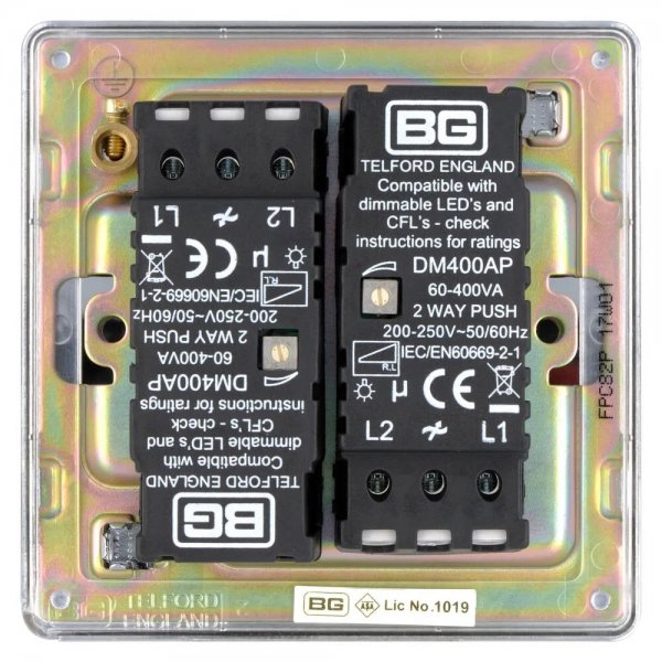 BG 平鋼光鉻雙位雙向400W調光器 (FPC82P)