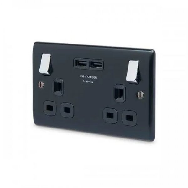 BG 弧鋼雅黑2USB 3.1A雙位插座 (NMB22U3B)