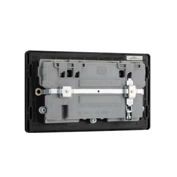 BG 黑鉻金屬面 2USB 3.1A雙位插座 (PCDBC22U3B)