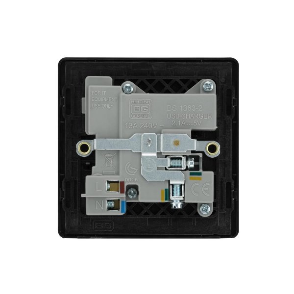 BG 啞黑膠面2xUSB 2.1A單位插座 (PCDMB21U2B)
