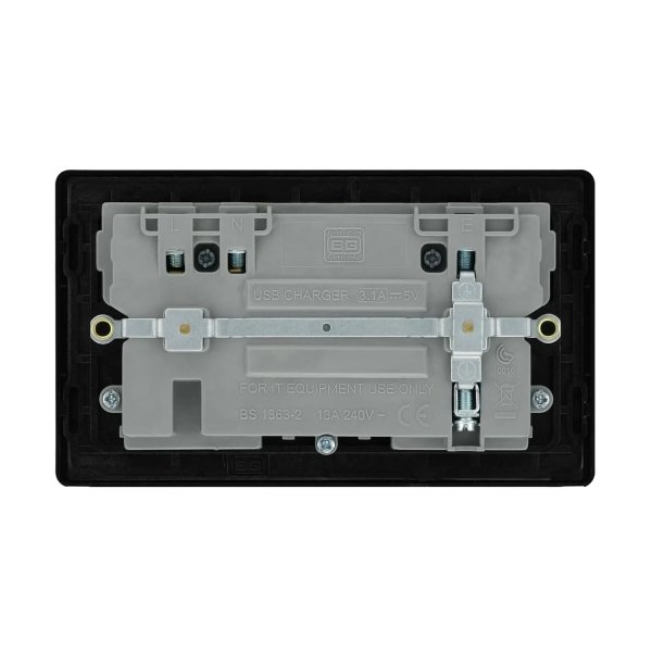 BG 啞黑膠面2xUSB 3.1A雙位插座 (PCDMB22U3B)