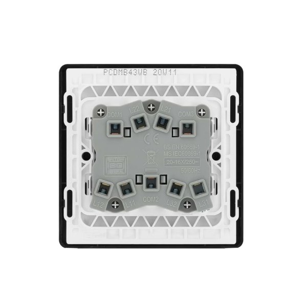 BG 啞黑膠面3鍵雙向20A開關 (PCDMB43WB)