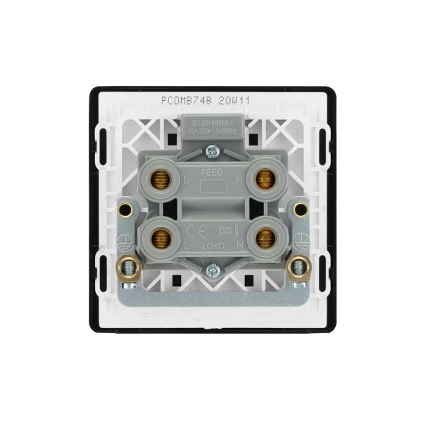 BG 啞黑膠面45A雙極(DP)帶LED燈曲開關(PCDMB74B)