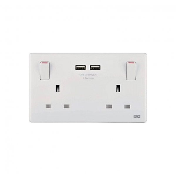 BG 銀色纖薄2USB 3.1A雙位牆壁插座 (PCSL22U3) BG 銀色纖薄2USB 3.1A雙位牆壁插座 (PCSL22U3)