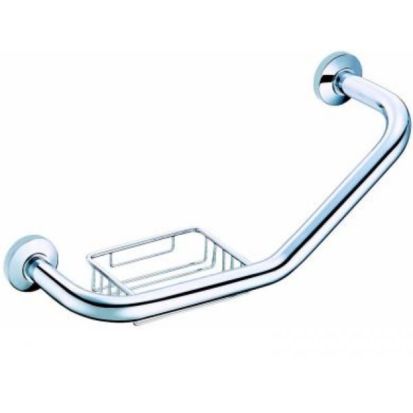 DELONG 帝朗 L型安全扶手連肥皂籃 L Shape Safety Grab Bar w/Soap Basket 鉻- L型安全扶手連肥皂籃 (267482N)