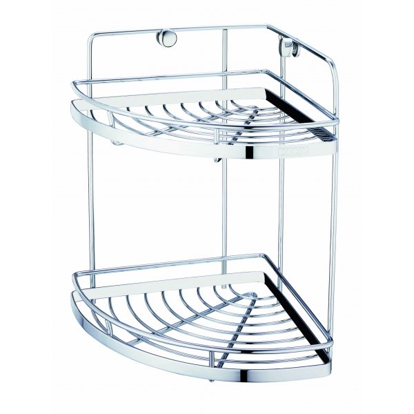 DELONG 帝朗 不鏽鋼雙層角架 S/ST Corner Rack - 2 tiers 鉻 -雙層角架-掛牆式 (不銹鋼) (BF19024)