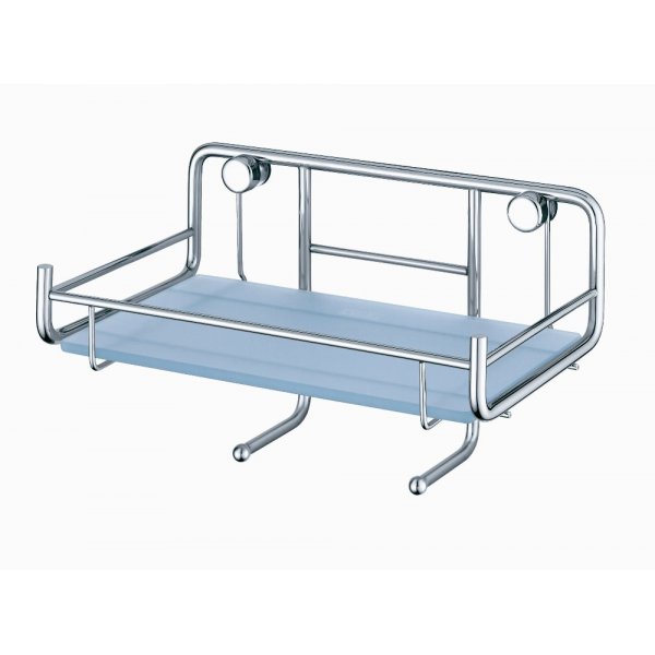 DELONG 帝朗 玻璃架連勾 Glass Shelf w/Hooks 長方形玻璃架連勾(250*153*148mm)-不銹鋼 (F16003S)