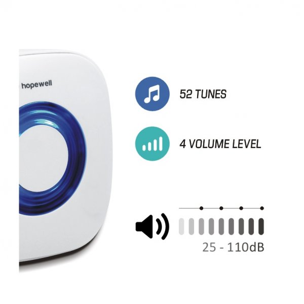 Hopewell 300米超強無線門鈴 ( 插電式，1按2響 ) DB-11