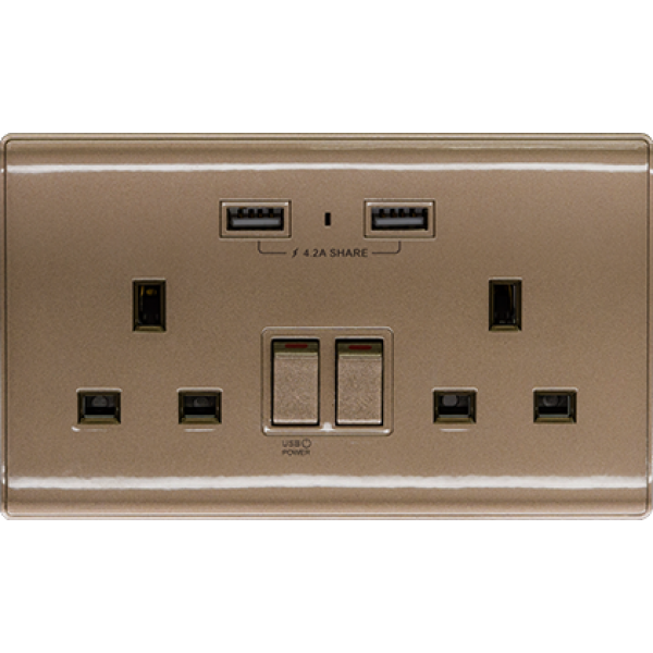 M2K AP202APC4-C 4.2A 雙位 孖蘇 2 USB 插座 (色彩系列 ) 銅啡色 電制 制面 電掣 掣面 插蘇 M2K AP202APC4-C 4.2A 雙位 孖蘇 2 USB 插座 (色彩系列 ) 銅啡色 電制 制面 電掣 掣面 插蘇