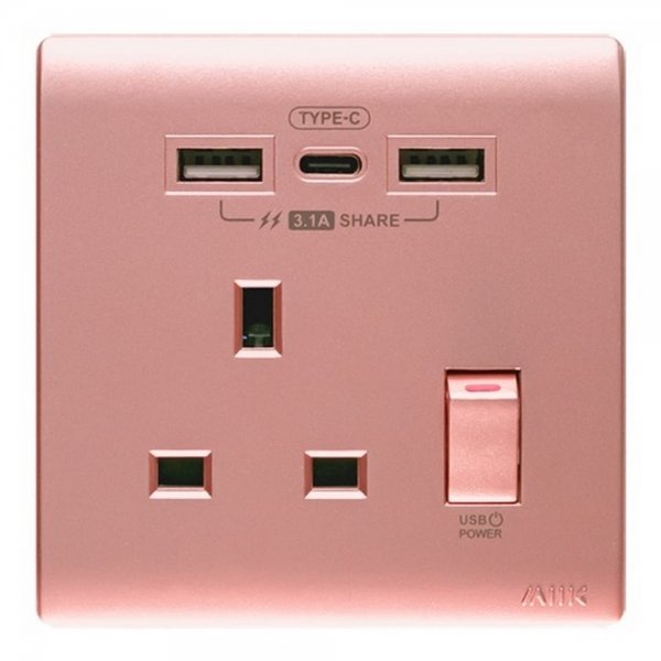 M2K TC105APC3-CR Type C/USB電制 (單蘇) 3.1A  (色彩系列) 櫻花紅