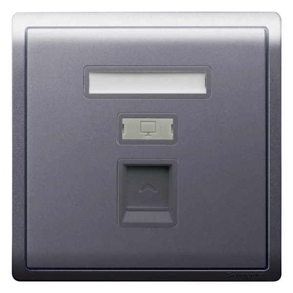 施耐德電氣 Pieno丰尚, E8231RJS_5_MB_C5, 單位RJ45 5e類數據插座, Keystone面板備防塵活門, 寫意黑