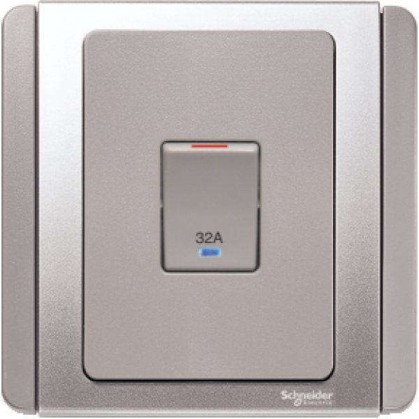 施耐德電氣  Schneider Electric NEO E3031DR32 EBGS 32A 雙極連LED燈開關掣-銀灰色燈掣