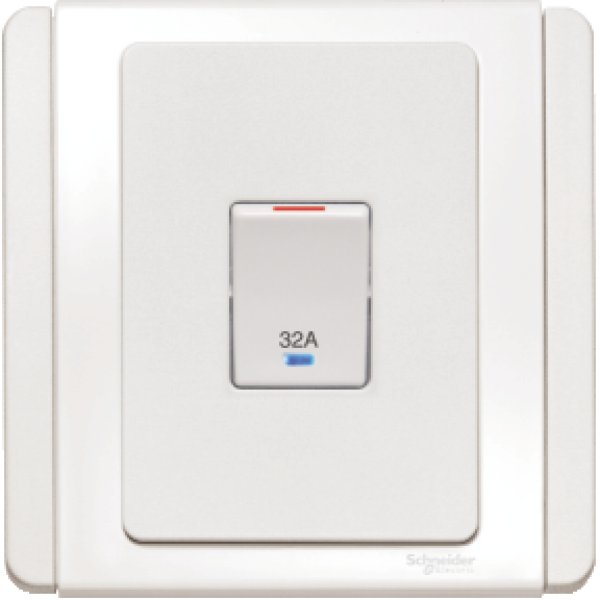 施耐德電氣  Schneider Electric NEO E3031DR32 EWWW 32A 雙極連LED燈開關掣-凝白色燈掣
