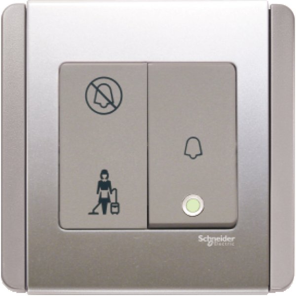 施耐德電氣 Schneider Electric NEOE3031VBPDM GS4A 門鐘㩒手掣帶“請勿打擾”及“請即清理”顯示圖像-銀灰色