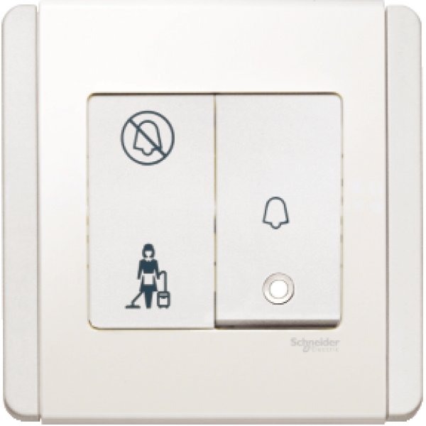 施耐德電氣 Schneider Electric NEOE3031VBPDM WW4A 門鐘㩒手掣帶“請勿打擾”及“請即清理”顯示圖像-凝白色