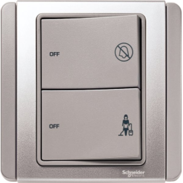 施耐德電氣  Schneider Electric NEO E3032HDM GS 10AX“請勿打擾”及“請即清理”開關掣帶顯示圖像-銀灰色
