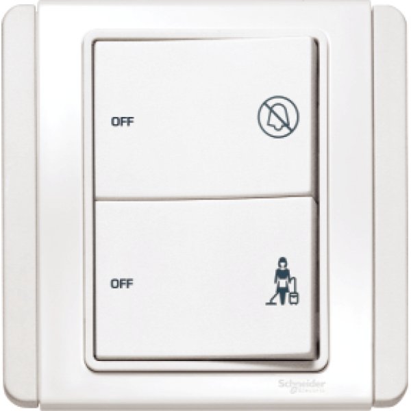 施耐德電氣  Schneider Electric NEO E3032HDM WW 10AX“請勿打擾”及“請即清理”開關掣帶顯示圖像-凝白色