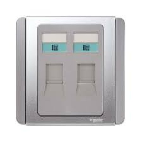 施耐德電氣  Schneider Electric NEO E3032RJK GS 兩位備防塵活門面板 (不連模塊)-銀灰色