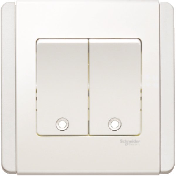 施耐德電氣  Schneider Electric NEO E3032V1 EWWW10A 兩位單控直按板開關掣連LED燈-凝白色燈掣