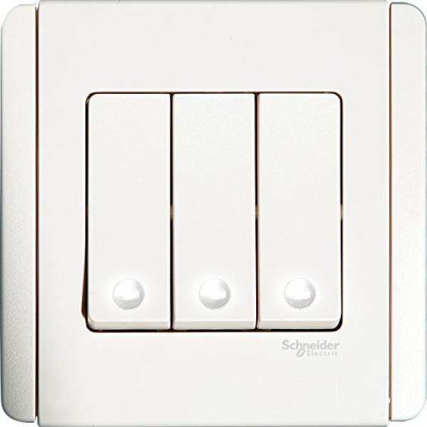施耐德電氣 Schneider Electric NEO E3033V1 EWWW10A 三位單控直按板開關掣連LED燈-凝白色燈掣