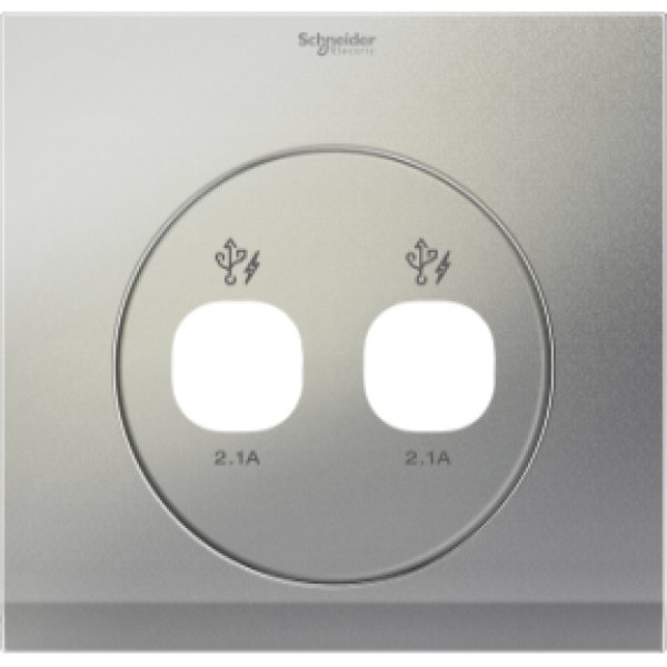 施耐德電氣 ULTI,UC32USB_XBS 兩位2.1A USB充電插座,面板- 磨砂銀（建議使用白色主件）