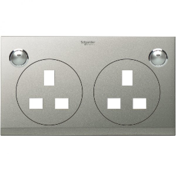施耐德電氣 ULTI,UCT25 XBS 13A兩位有掣電源插座面板 - 磨砂銀