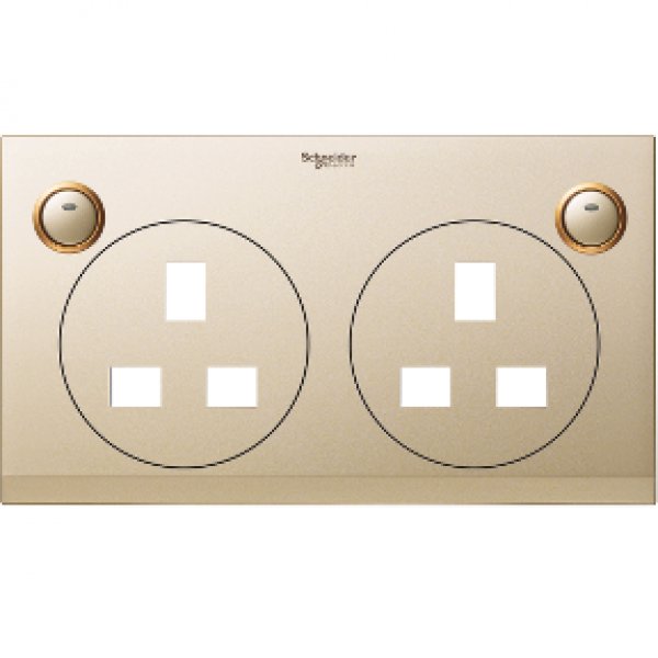 施耐德電氣 ULTI,UCT25 XCG 13A兩位有掣電源插座面板 - 香檳金