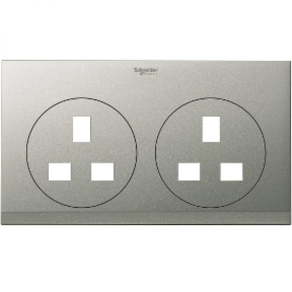 施耐德電氣 ULTI,UCT426 XBS 13A兩位電源插座面板 - 磨砂銀