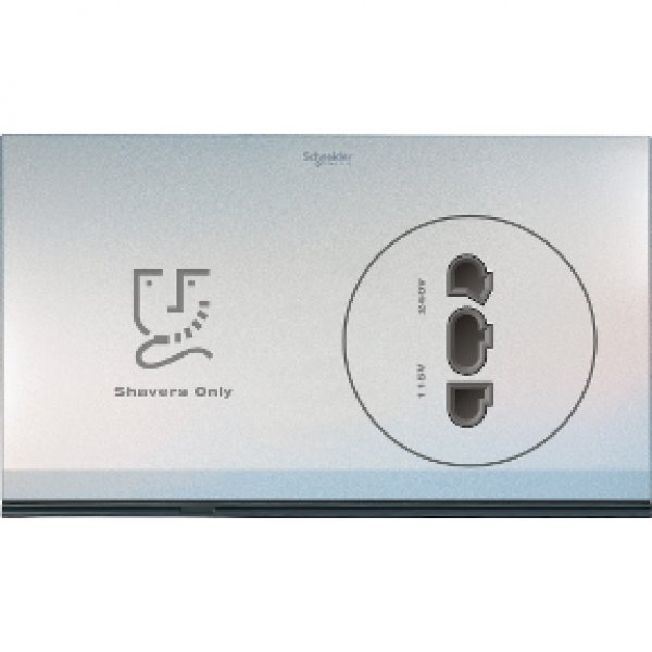 施耐德電氣 ULTI,US727H 302 鬚刨插座，100 / 240VAC (主件連面板套裝)  - 絲銀金屬