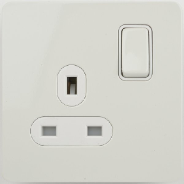 施耐德電氣 Ultimate,GU3410WPW 13A 單位連保護門有掣插座 - 珍珠白/白