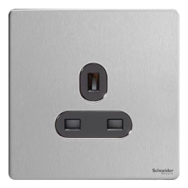 施耐德電氣 Ultimate,GU3450BSS 13A 單位連保護門插座 - 不銹鋼/黑