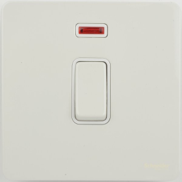 施耐德電氣 Ultimate,GU4431WPW 32A 單位雙極掣連指示燈 - 珍珠白/白