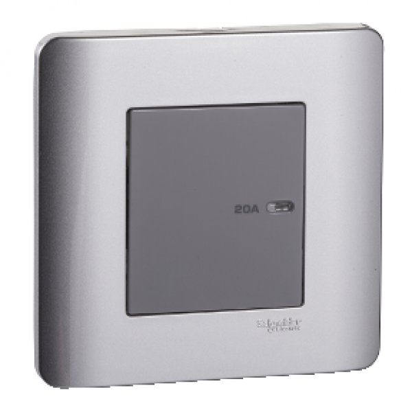 施耐德電氣ZENcelo,E8431D20 SA,20A單位平觸雙極開關掣連指示燈,銀灰