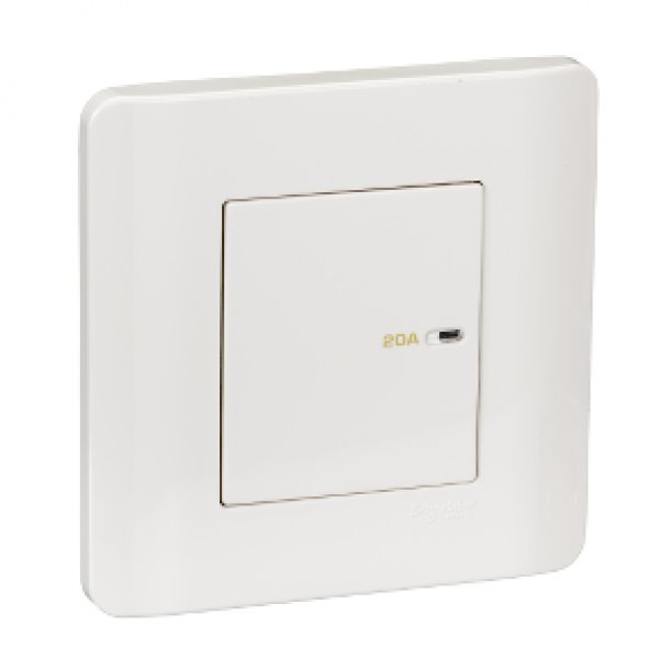 施耐德電氣ZENcelo,E8431D20 WE,20A單位平觸雙極開關掣連指示燈,凝白