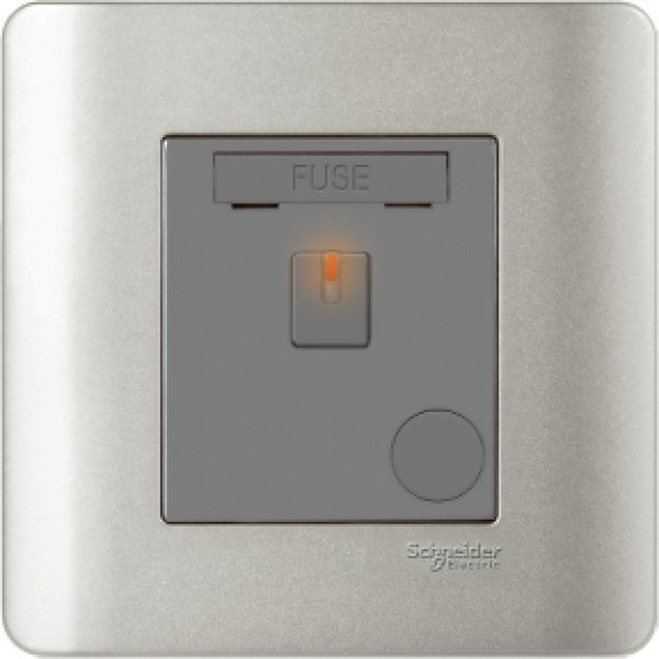 施耐德電氣ZENcelo,E8431DFSGN SA,13A單位保險菲士蘇連開關掣及指示燈,銀灰