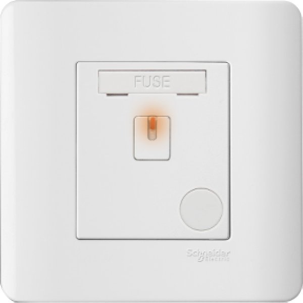 施耐德電氣ZENcelo,E8431DFSGN WE,13A單位保險菲士蘇連開關掣及指示燈,凝白
