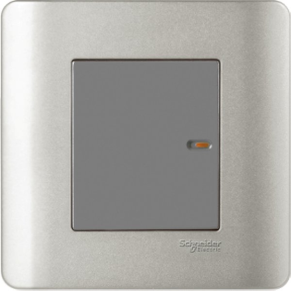 施耐德電氣ZENcelo,E8431/1 SA,16AX 單位單控平觸開關掣連開關指示,銀灰