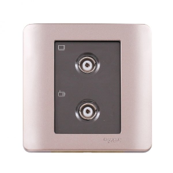 施耐德電氣ZENcelo,E8432TVFMM SZ,兩位電視 收音機天線主板插座,銀銅